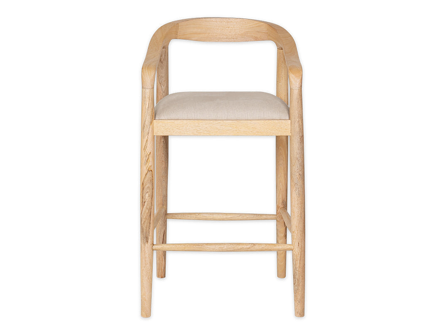 Anbu Mango Wood Upholstered Counter Chair - Natural