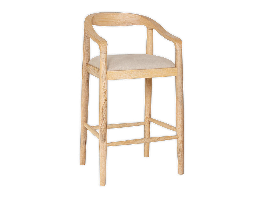 Anbu Mango Wood Upholstered Counter Chair - Natural