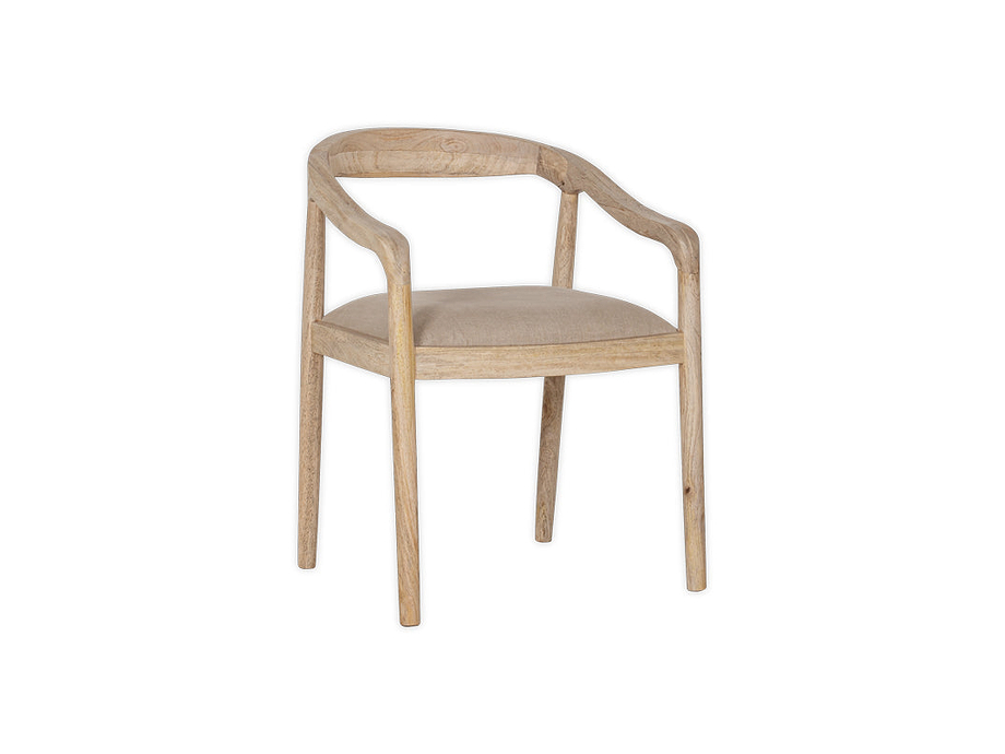 Anbu Mango Wood Upholstered Dining Chair - Natural