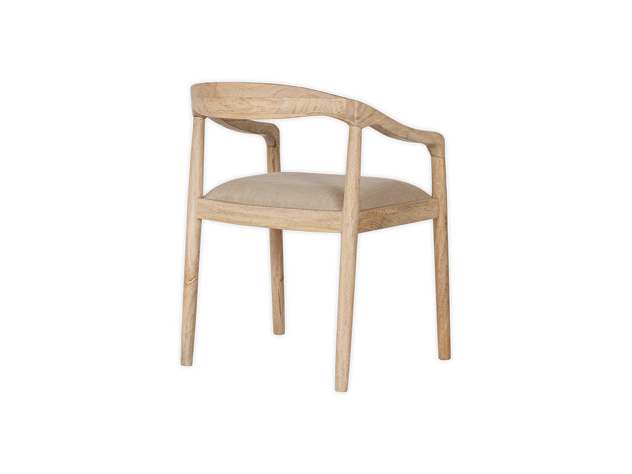 Anbu Mango Wood Upholstered Dining Chair - Natural