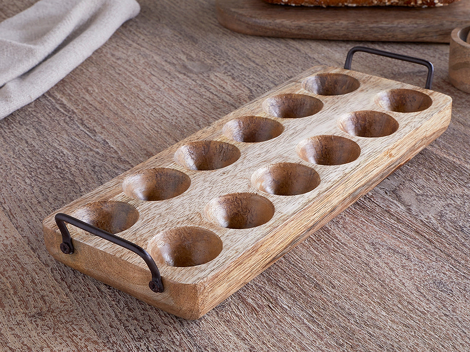 Anda Mango Wood Egg Holder - Natural