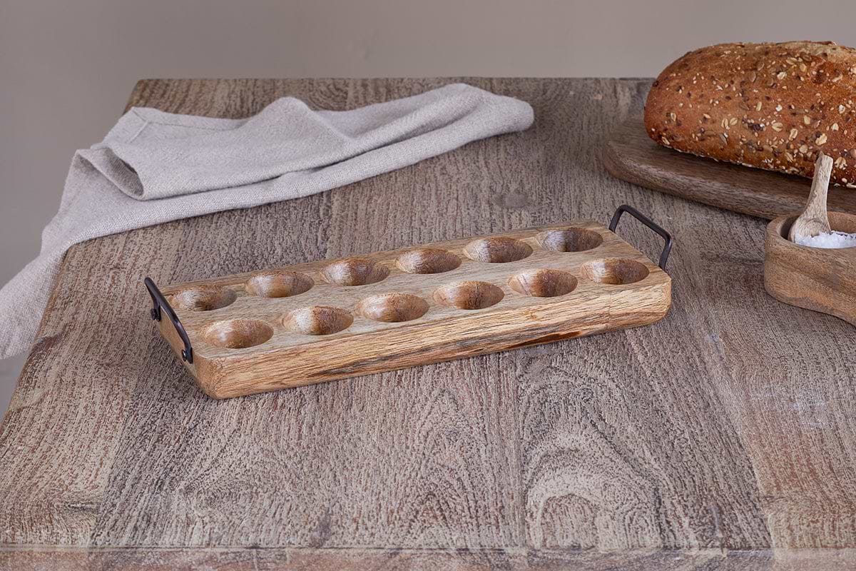 Anda Mango Wood Egg Holder - Natural