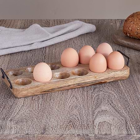 Anda Mango Wood Egg Holder - Natural-nkuku