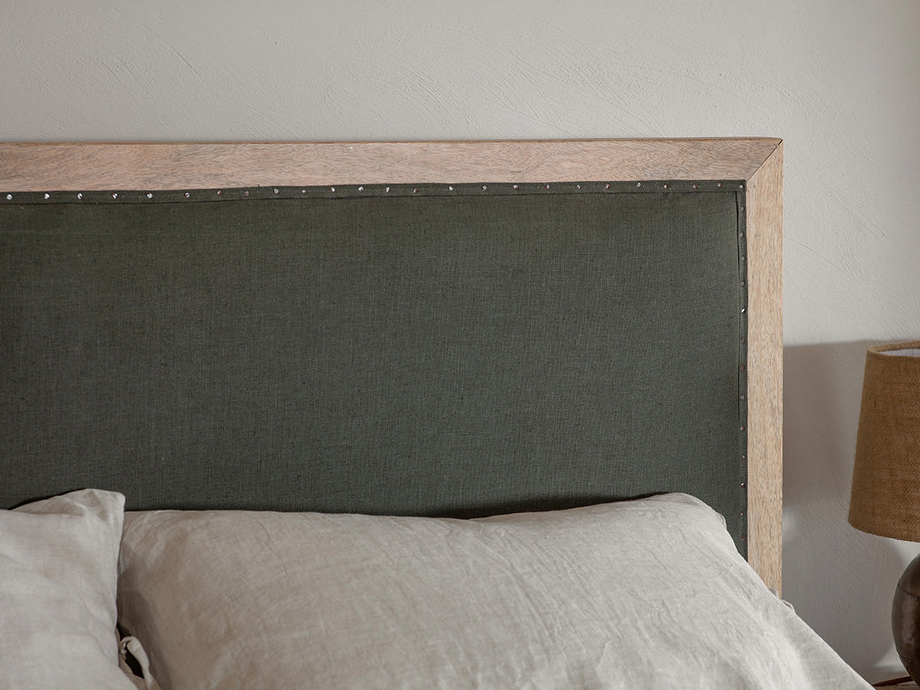 Anesha Upholstered Linen Headboard - Olive Green