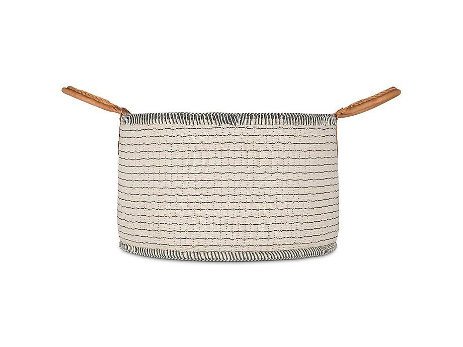 Anjuli Jute & Cotton Basket - Off White & Black