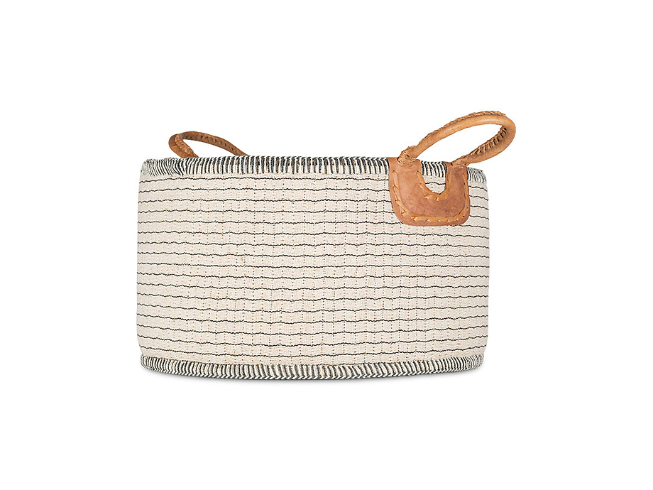 Anjuli Jute & Cotton Basket - Off White & Black