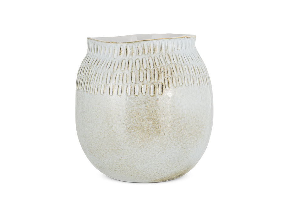 Anjuna Reactive Glaze Ceramic Vase - Off White