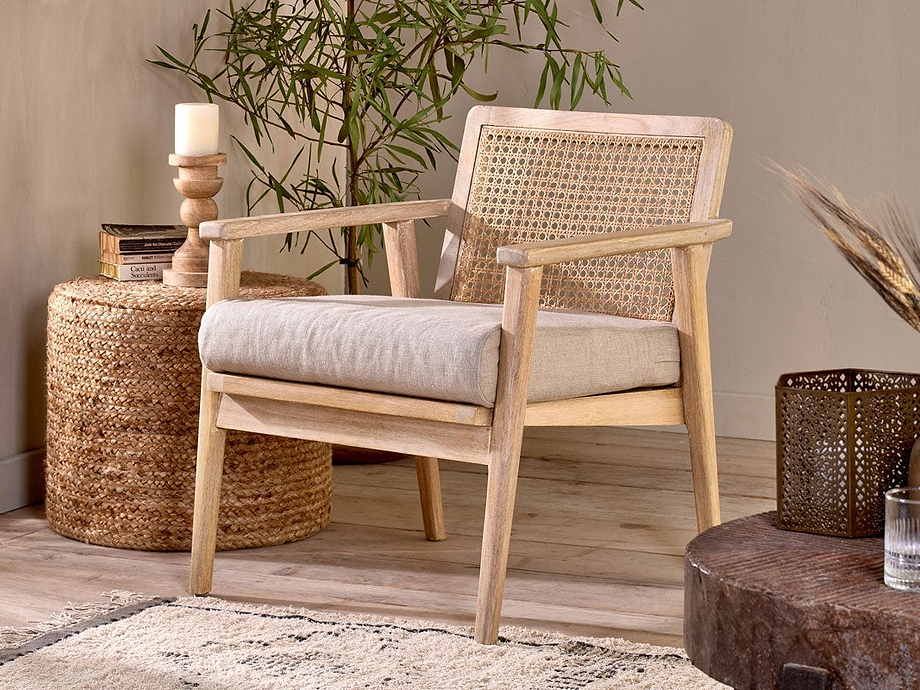 Atri Mango Wood & Cane Occasional Chair