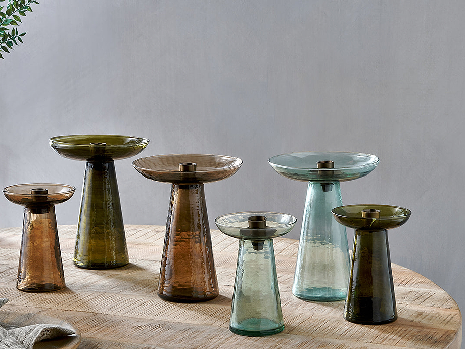 Avyn Recycled Glass Candle Holder - Forest Green