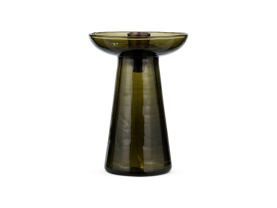 Avyn Recycled Glass Candle Holder - Forest Green