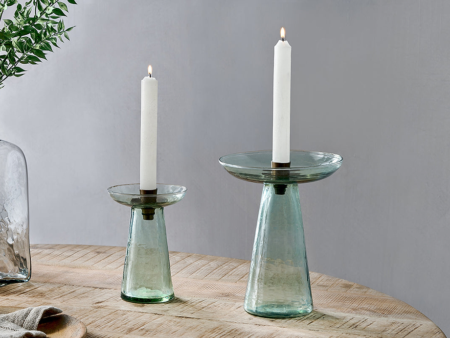 Avyn Recycled Glass Candle Holder - Sage Green