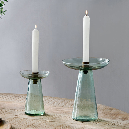 Avyn Recycled Glass Candle Holder - Sage Green-nkuku