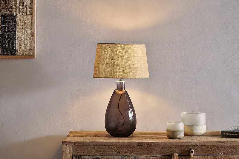 Baba Recycled Glass Table Lamp - Smoke - Small Tall