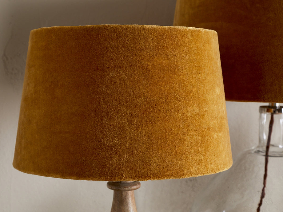 Batakha Velvet & Linen Lampshade - Dark Ochre