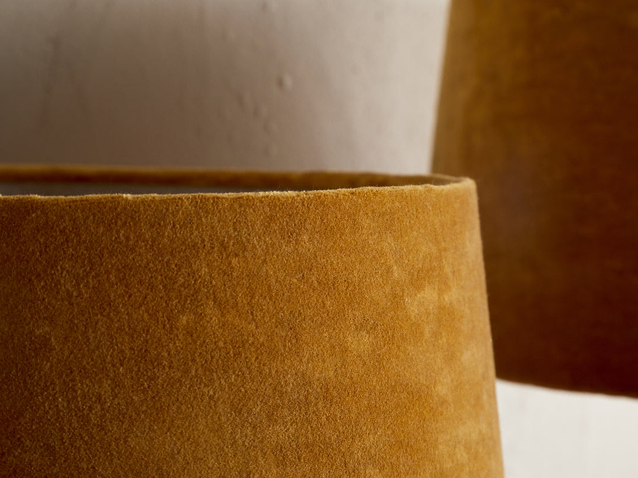 Batakha Velvet & Linen Lampshade - Dark Ochre