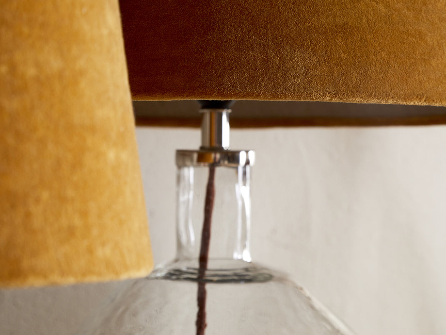 Batakha Velvet & Linen Lampshade - Dark Ochre