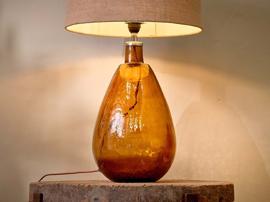 Baba Recycled Glass Lamp - Burnt Amber - Large Tall