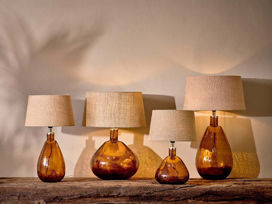 Baba Recycled Glass Lamp - Burnt Amber - Large Tall