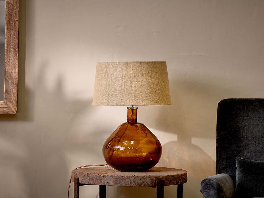 Baba Recycled Glass Lamp - Burnt Amber - Large Wide