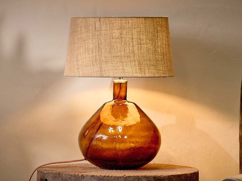 Baba Recycled Glass Lamp - Burnt Amber - Large Wide