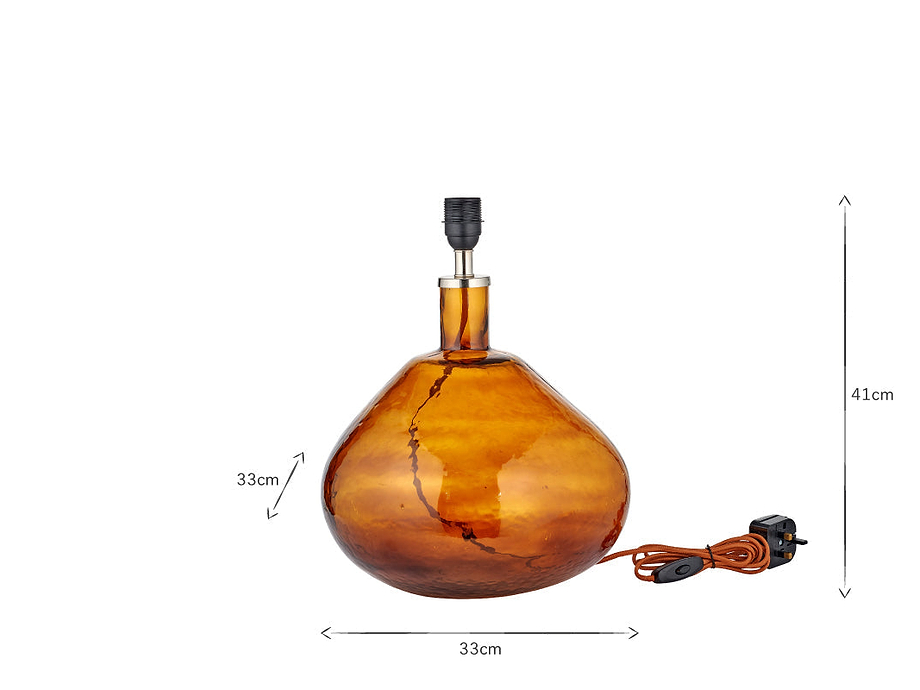 Baba Recycled Glass Lamp - Burnt Amber - Large Wide