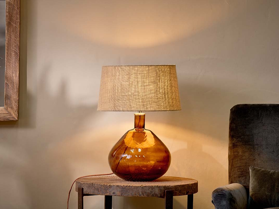 Baba Recycled Glass Lamp - Burnt Amber - Large Wide