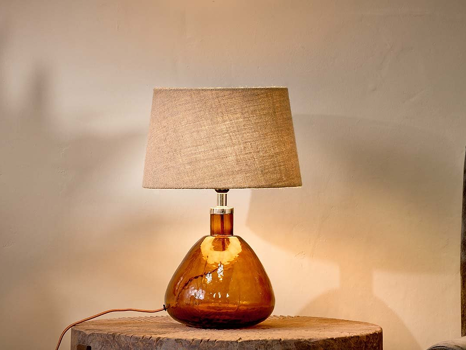 Baba Recycled Glass Lamp - Burnt Amber - Small Wide