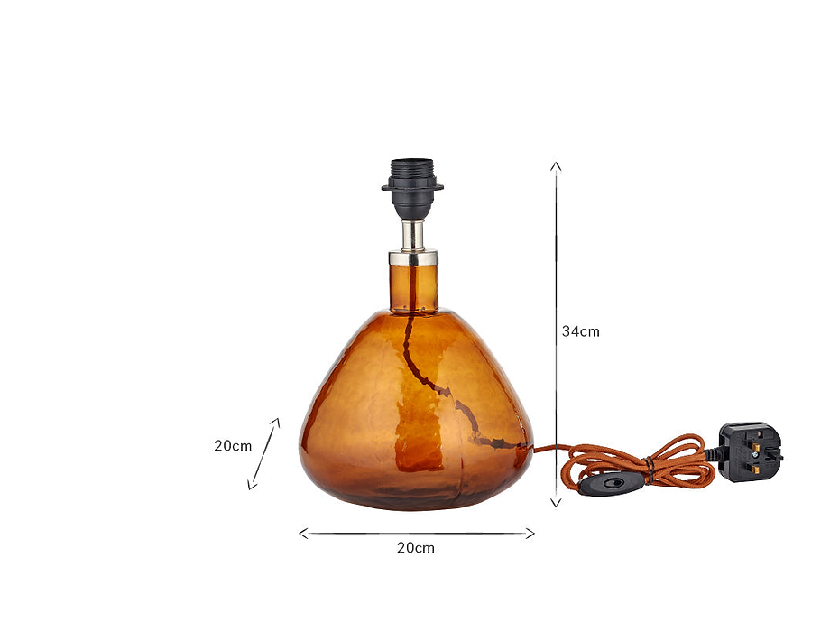 Baba Recycled Glass Lamp - Burnt Amber - Small Wide