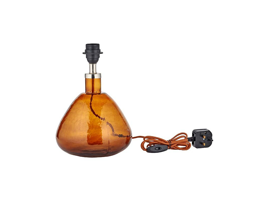 Baba Recycled Glass Lamp - Burnt Amber - Small Wide