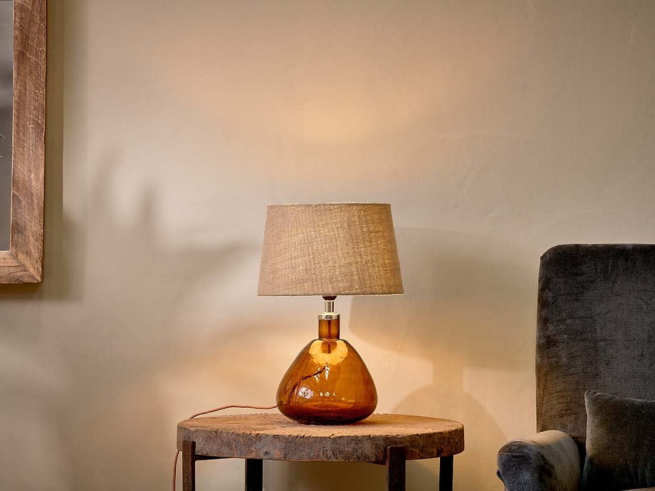 Baba Recycled Glass Lamp - Burnt Amber - Small Wide