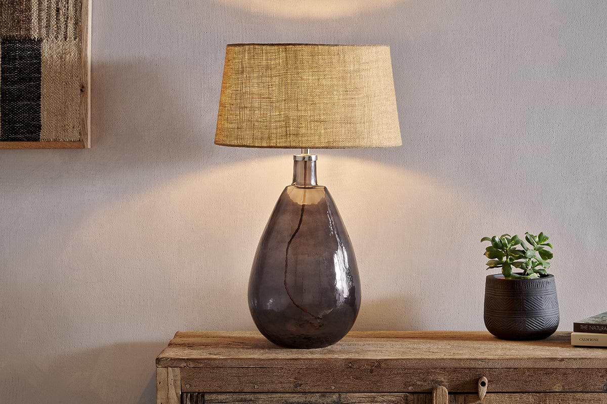 Baba Recycled Glass Table Lamp Smoke Large Tall