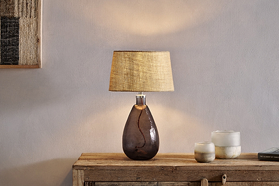 Baba Recycled Glass Table Lamp - Smoke - Small Tall-nkuku