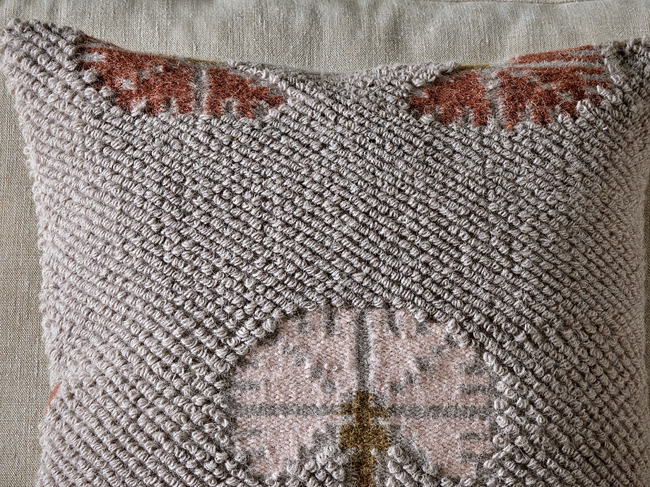 Bagru Wool & Cotton Cushion Cover - Soft Grey