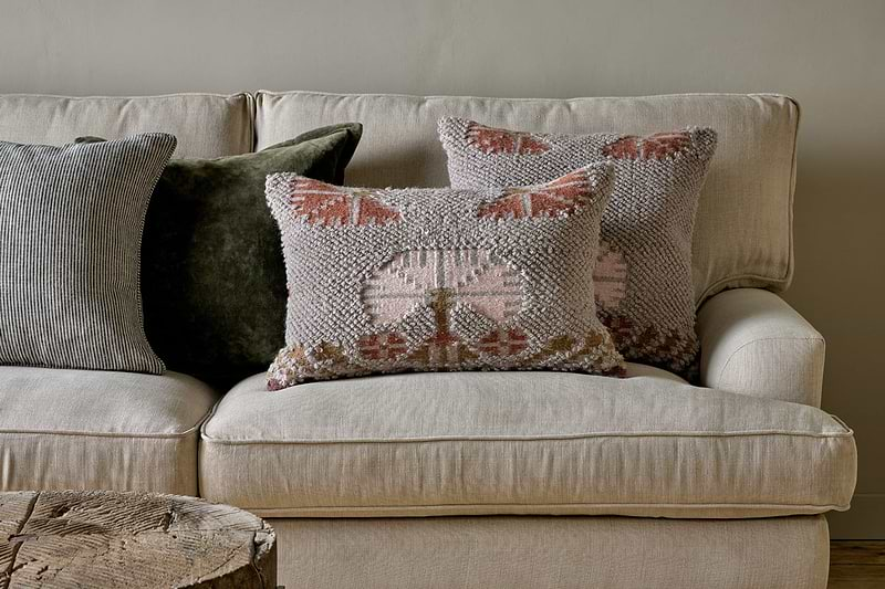 Bagru Wool & Cotton Cushion Cover - Soft Grey-nkuku