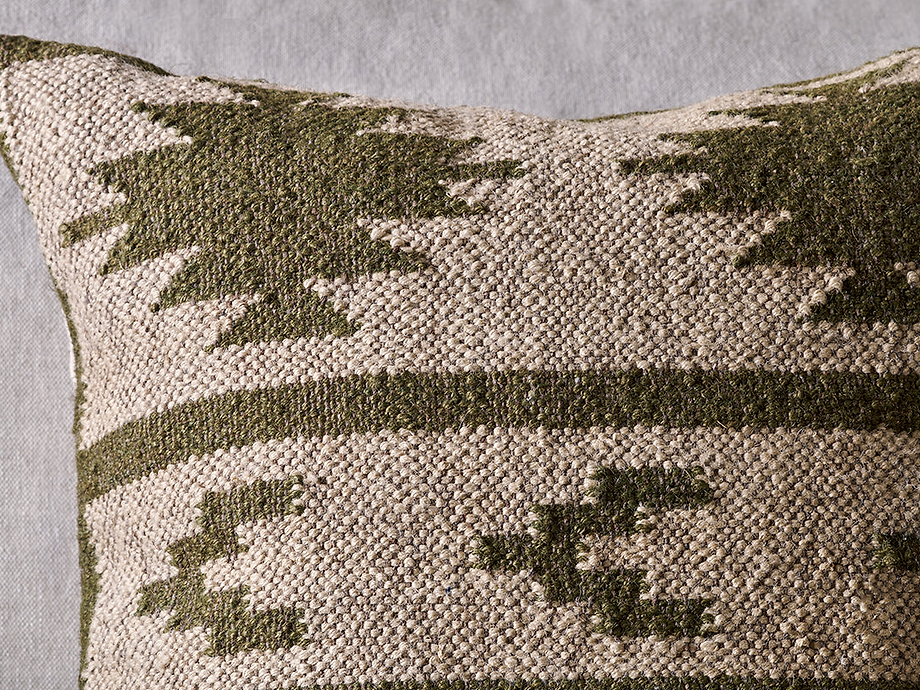 Bhumi Wool & Jute Cushion Cover - Moss Green