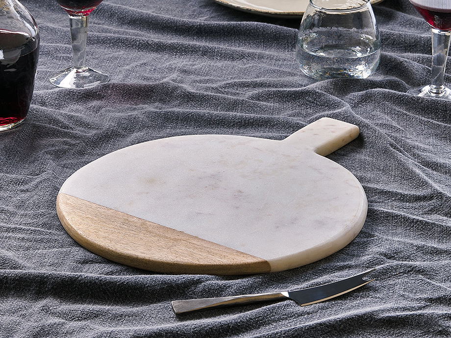 Bwari Round Marble Serving Board - White