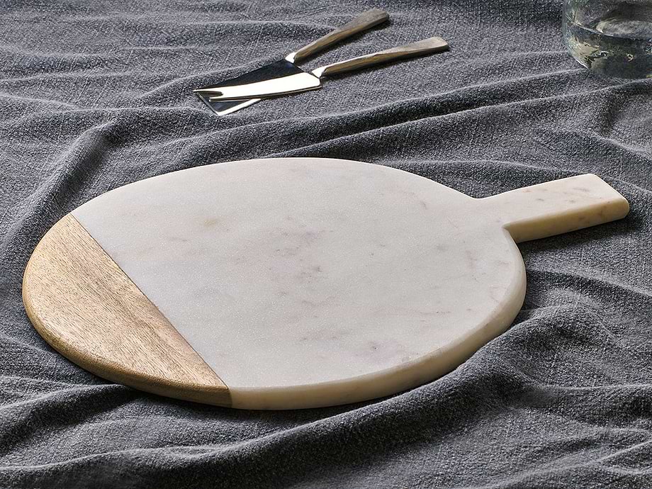 Bwari Round Marble Serving Board - White