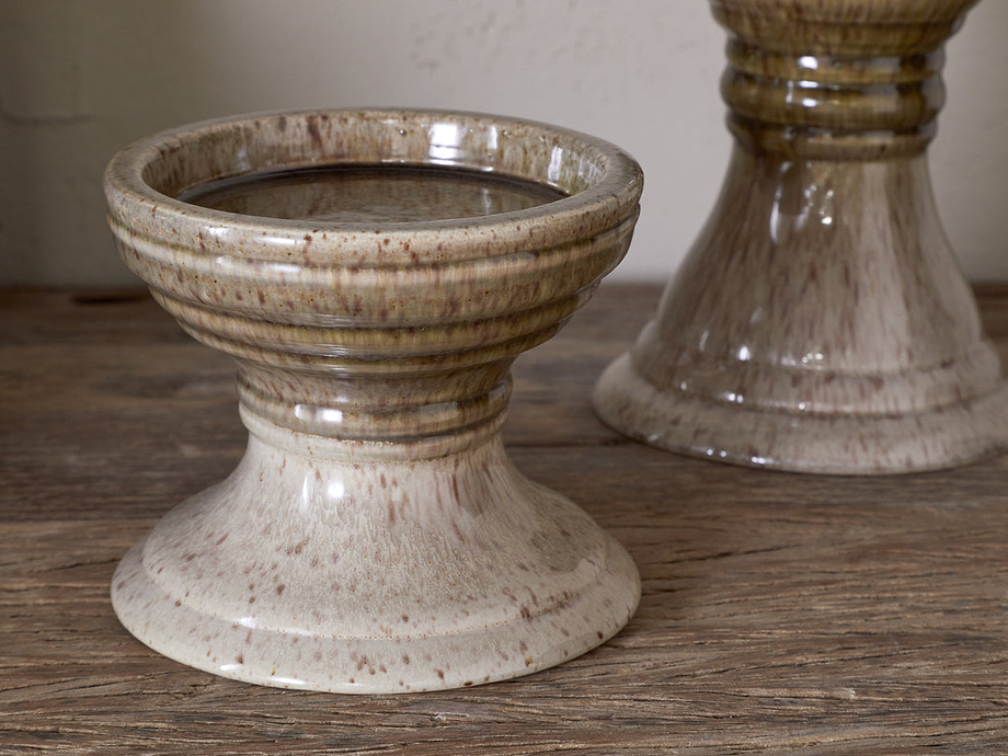 Cabra Reactive Glaze Candle Holder - Olive & Natural