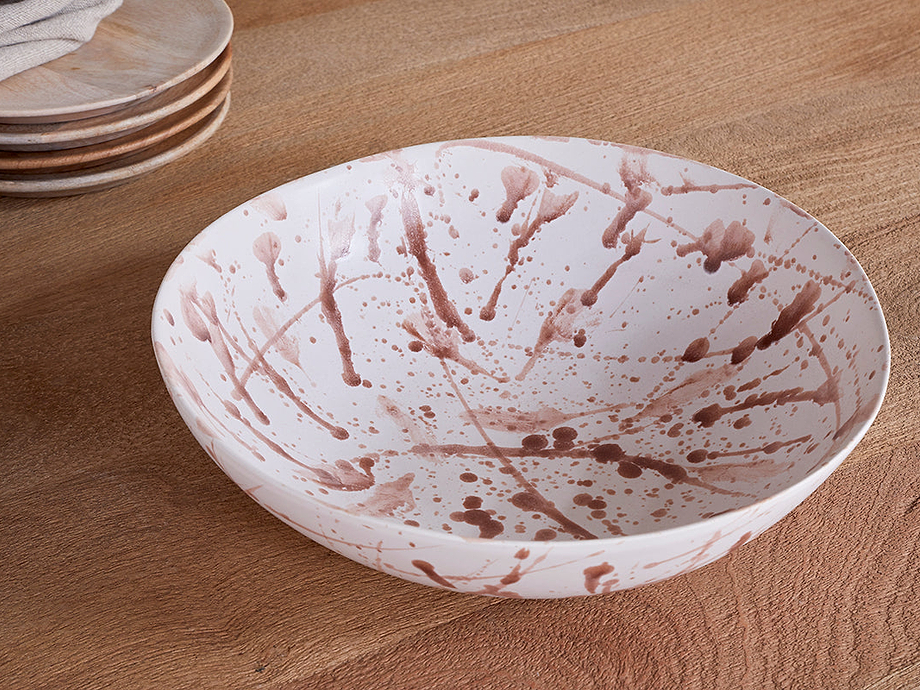 Canela Splatter Serving Bowl- Dusty Terracotta