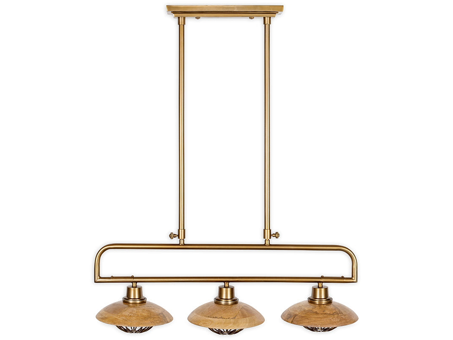 Chakai Mango Wood Pendant Lamp - Natural & Antique Brass