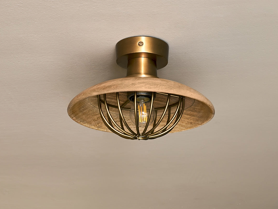 Chakai Wood & Metal Flush Ceiling Light