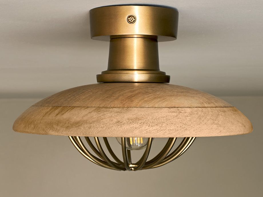 Chakai Wood & Metal Flush Ceiling Light