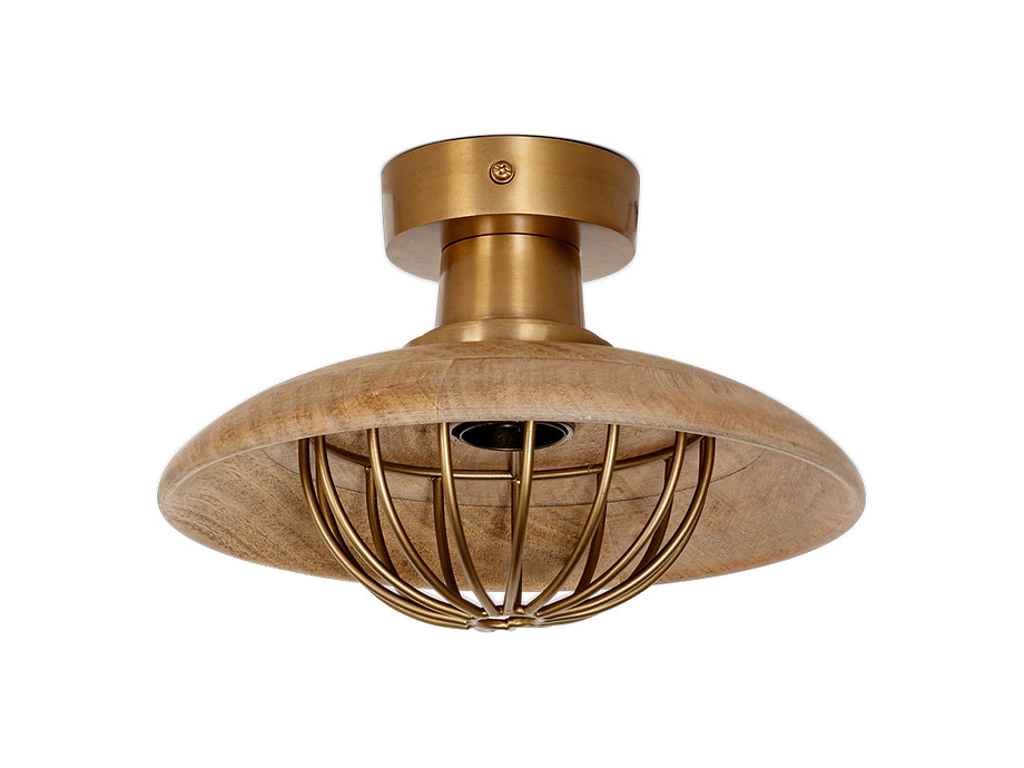 Chakai Wood & Metal Flush Ceiling Light