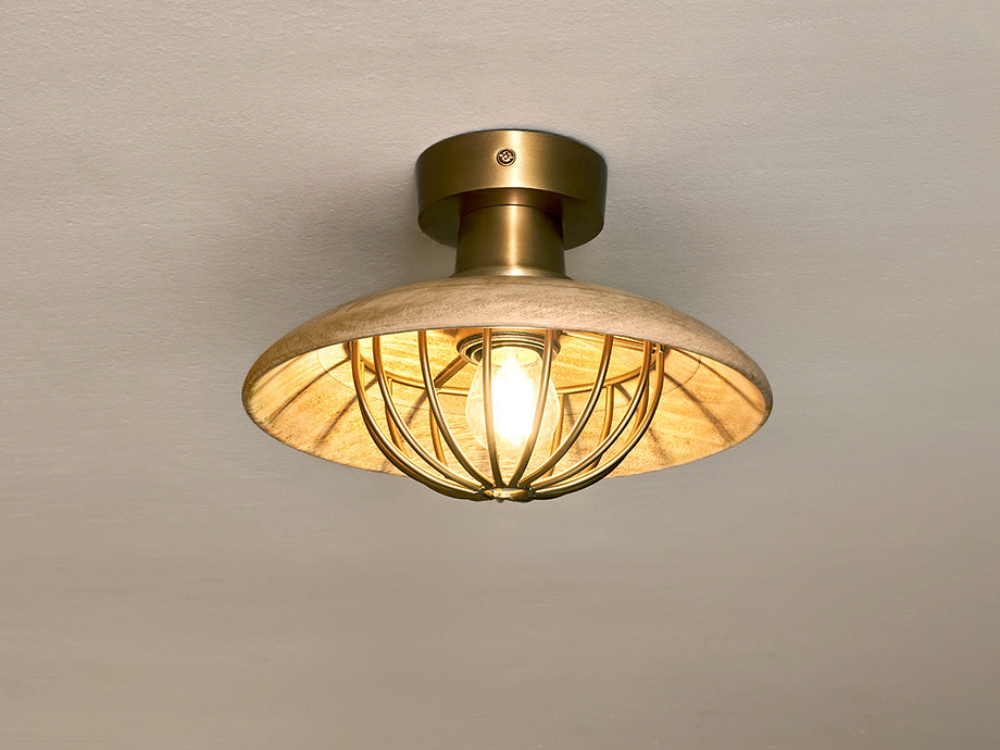 Chakai Wood & Metal Flush Ceiling Light