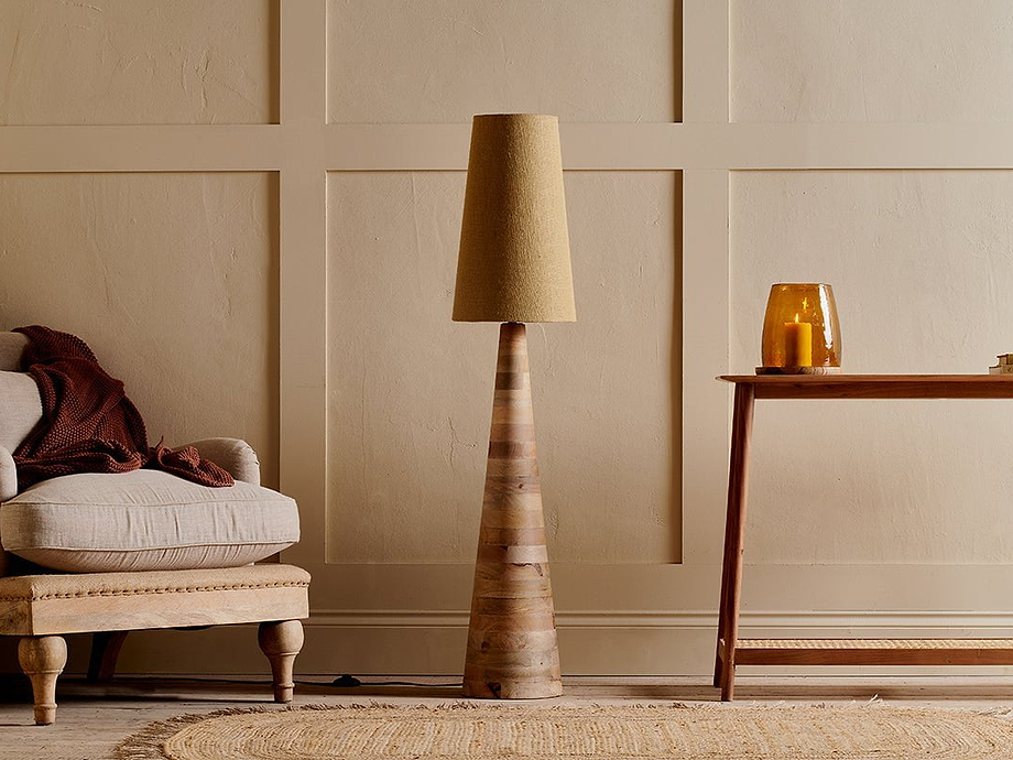 Chameli Tapered Mango Wood Floor Lamp