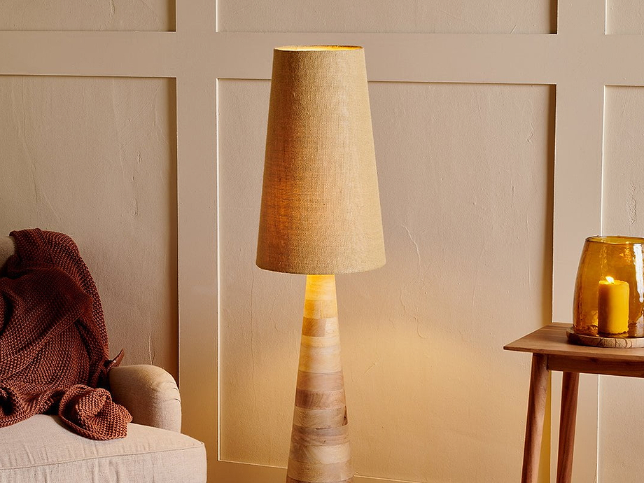Chameli Tapered Mango Wood Floor Lamp