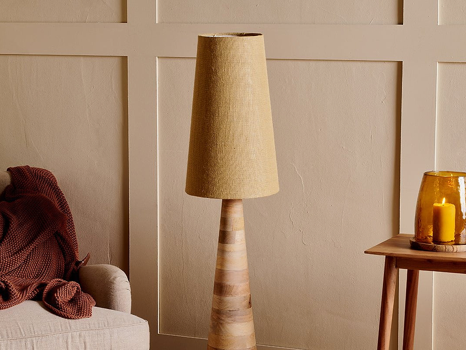 Chameli Tapered Mango Wood Floor Lamp