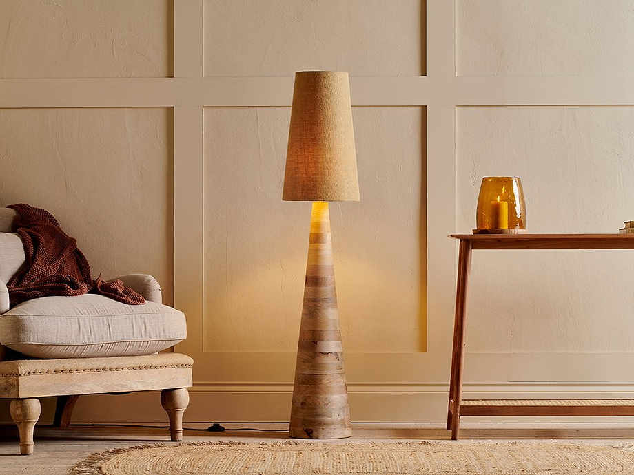 Chameli Tapered Mango Wood Floor Lamp