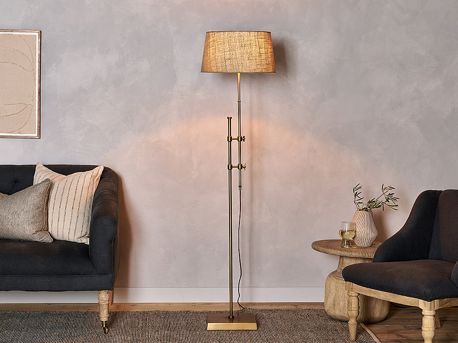 Chintala Iron Floor Lamp - Antique Brass