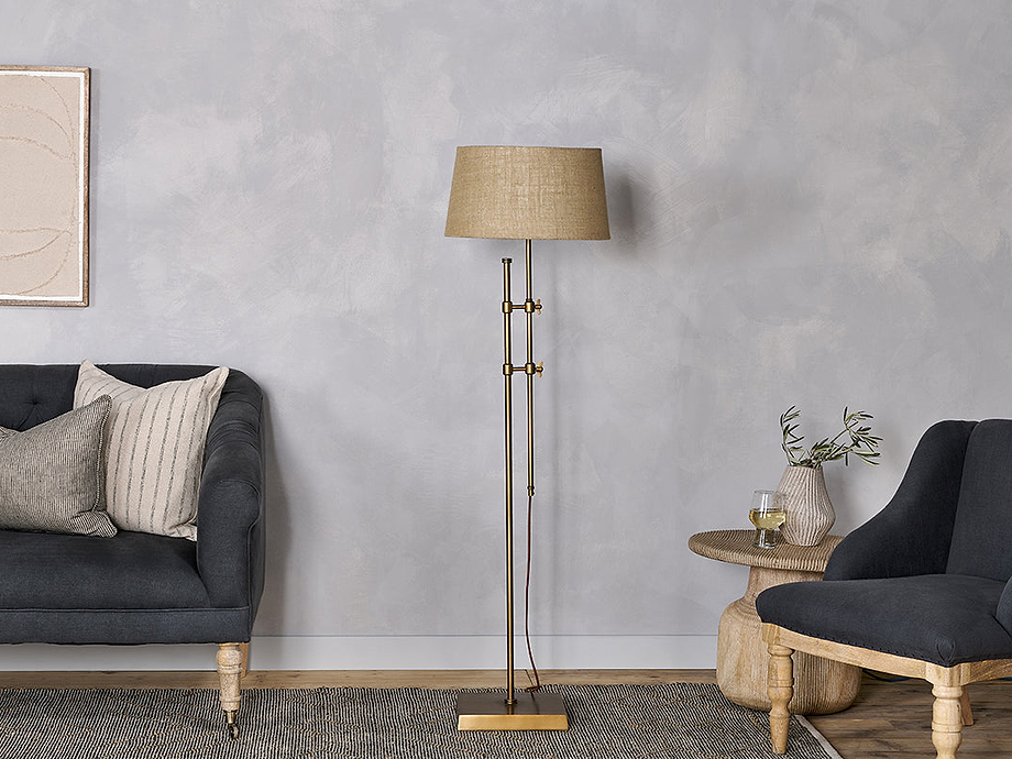Chintala Iron Floor Lamp - Antique Brass